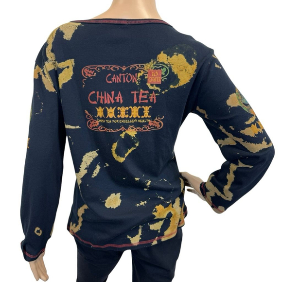 Women's Sissi Couture Black Orange Long Sleeve T-Shirt Size L - Picture 2 of 6